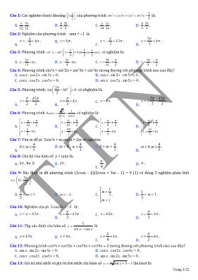 232 Câu trắc nghiệm lượng giác có đáp án